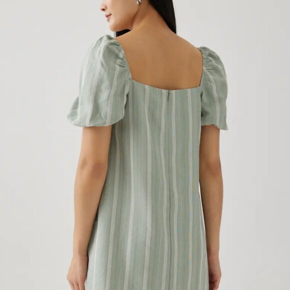 Love Bonito Raiza Striped Linen Shift Dress: Sage, Small - Picture 7 of 8